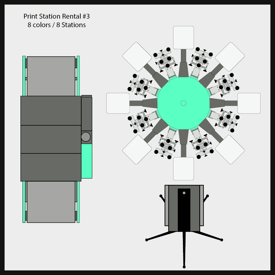Print Station Rental #4 8 colors / 8 Stations